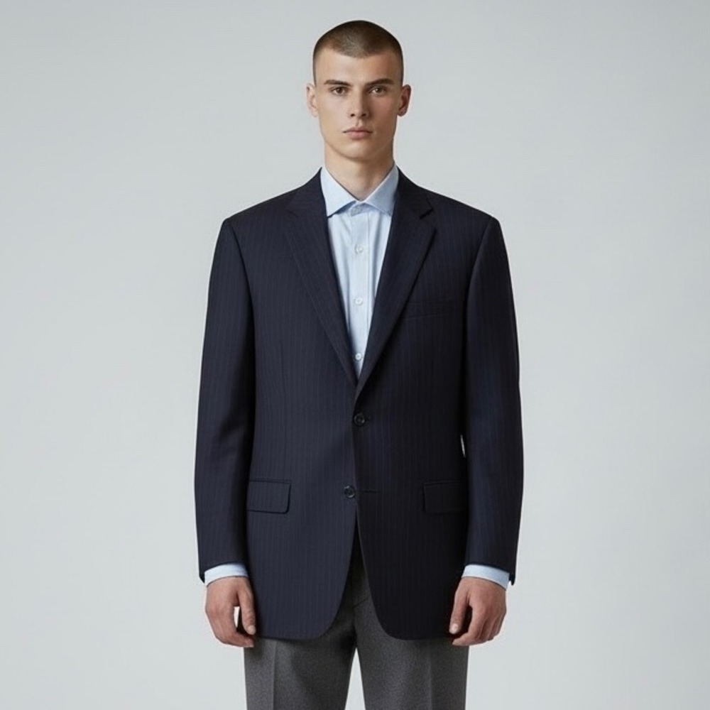 Brooks Brothers Madison 1818 Blazer Men 42L Blue Pinstripe Vitale Barberis Italy